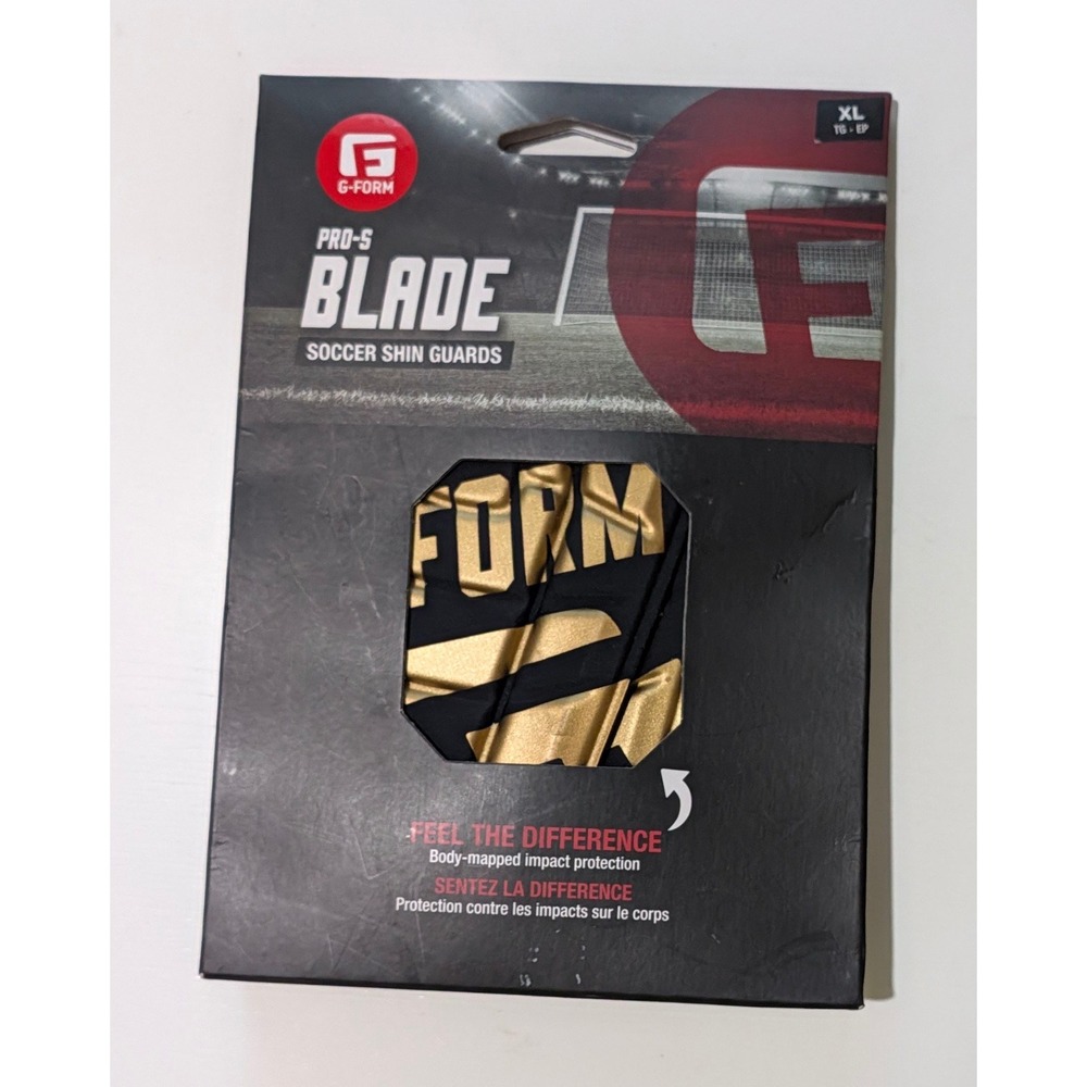 G-Form Pro-S Blade Soccer Shin Guards Black Gold XL NOCSAE SP09131016